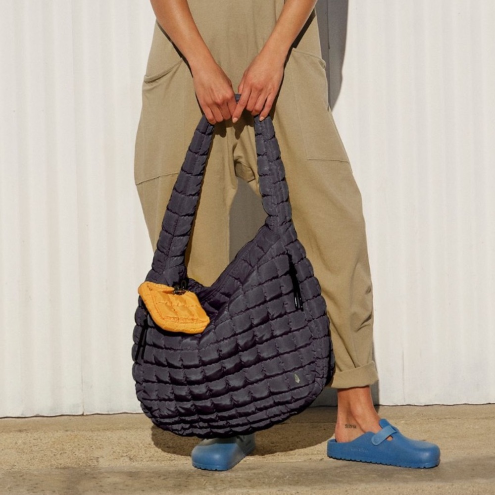 Free People FP movement quilted carryall tote zip bag carry on graphite